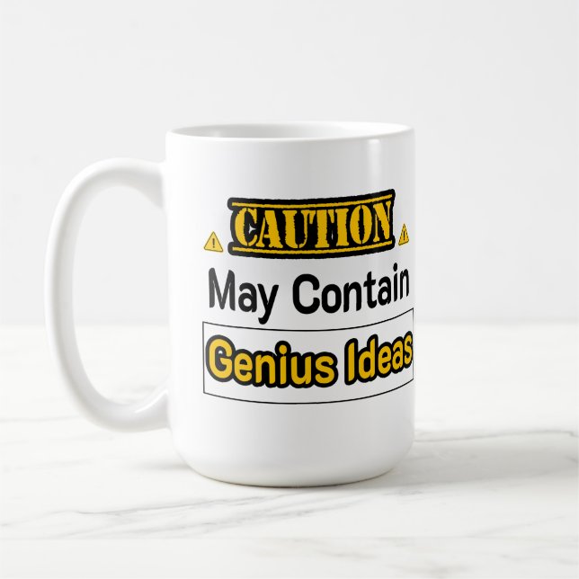 Caneca De Café Cautition Genius Ideas Funny Office Gift (Esquerda)