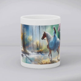 Caneca De Café Cavaleira do Rio em Aquarela Floresta Luz