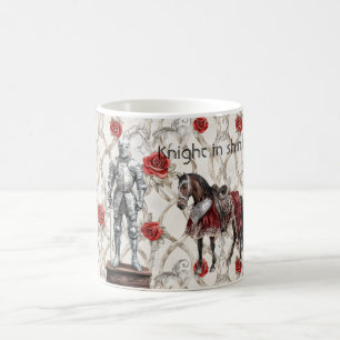Caneca De Café Cavaleiro das Rosas Vermelhas em Armadura Reluzent