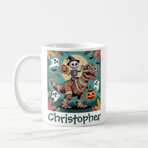 Caneca De Café Cavaleiro Dino Assustador – Esqueleto no T-Rex de