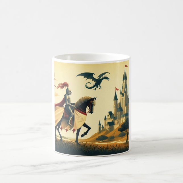 Caneca De Café Cavaleiro Medieval/dragão/fantasia do castelo (Centro)