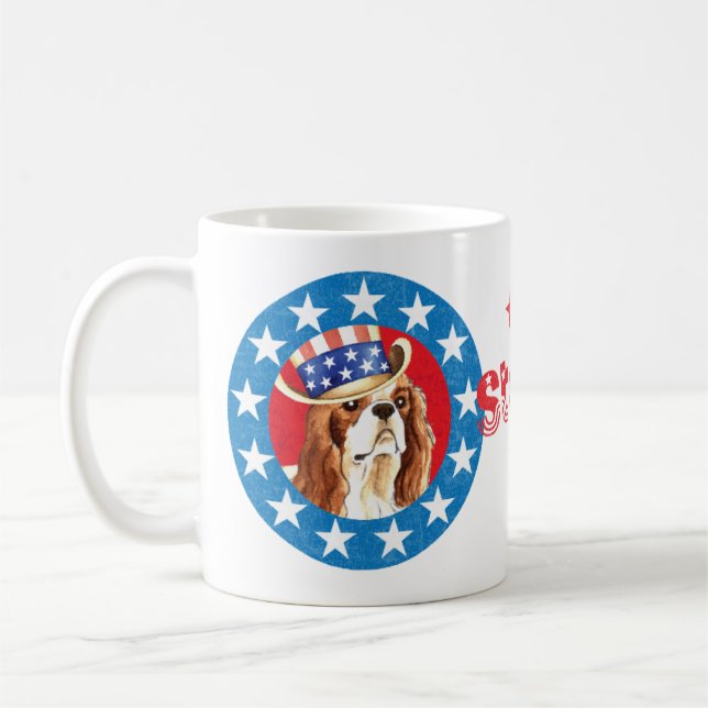 Caneca De Café Cavaleiro Patriótico Rei Charles Spaniel (Esquerda)