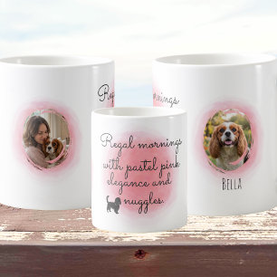 Caneca De Café Cavaleiro Rosa Pastel Aquarela Foto Personalizada