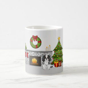 Caneca De Café Cavaleiro Tricolor Numa Sala De Natal Festiva