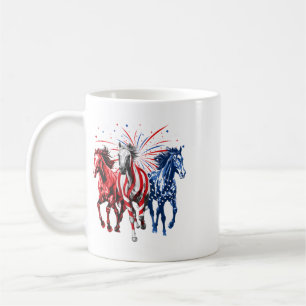 Caneca De Café Cavaleiros do Dia 4 de Julho Vermelho Branco e Azu