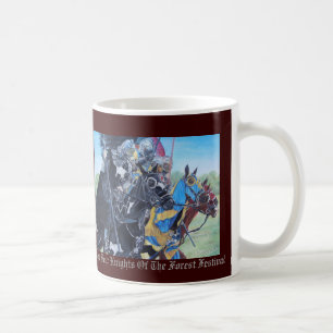 Caneca De Café cavaleiros medievais históricos a jorrar em caval