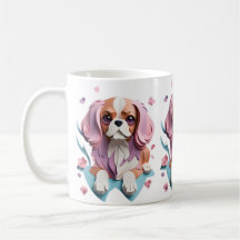 Cavalier King Charles Flowers Papel Cortando Arte
