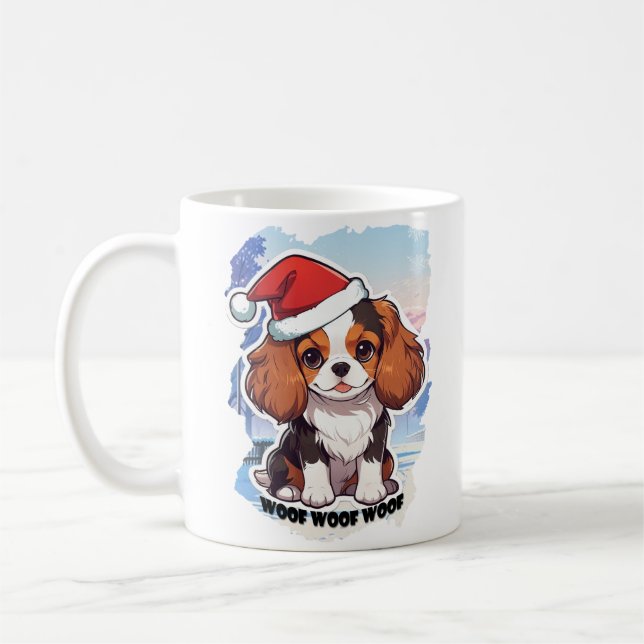 Caneca De Café Cavalier King Charles Pastel Palha de Natal (Esquerda)