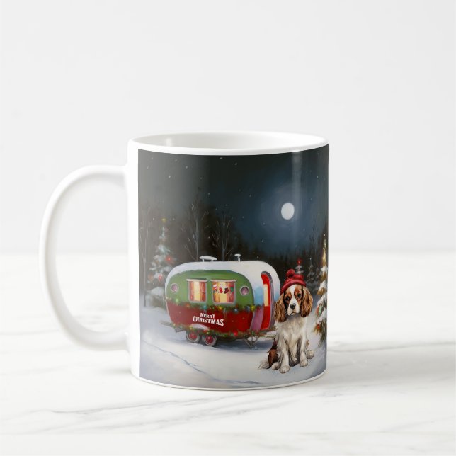 Caneca De Café Cavalier King Charles Spaniel Caravan Natal (Esquerda)