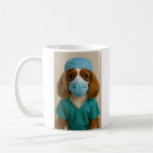 Caneca De Café Cavalier King Charles Spaniel em Roupas de Trabalh