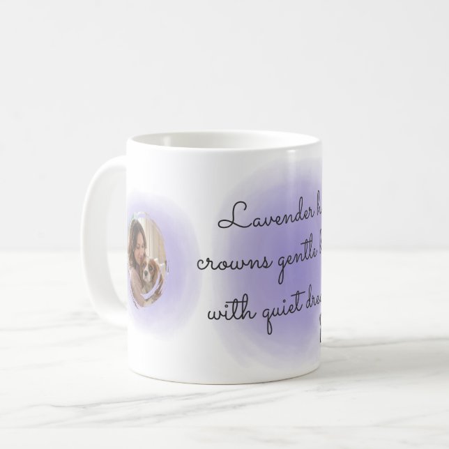 Caneca De Café Cavalier King Charles Spaniel Lavanda Nome Persona (Frente Esquerda)