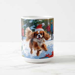 Caneca De Café Cavalier King Charles Spaniel na Neve com Natal 