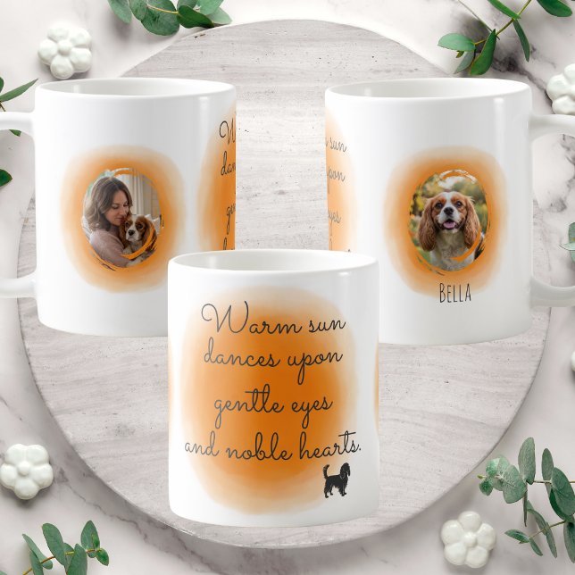 Caneca De Café Cavalier King Charles Spaniel Pastel Orange Custom (Criador carregado)