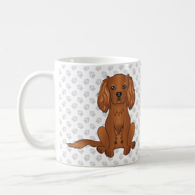 Caneca De Café Cavalier King Charles Spaniel & Patas Rubi (Esquerda)