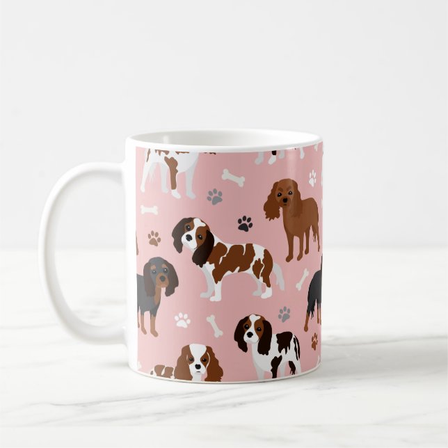 Caneca De Café Cavalier King Charles Spaniel Paws e Café Bones (Esquerda)