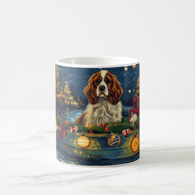 Caneca De Café Cavalier King Charles Viagem Festiva de Natal (Centro)
