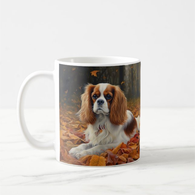 Caneca De Café Cavalier King no outono deixa cair inspiração (Esquerda)