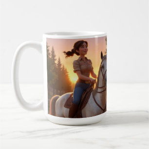 Caneca De Café Cavalo Andando de Mulher