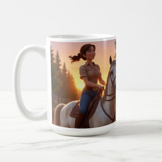 Caneca De Café Cavalo Andando de Mulher (Esquerda)