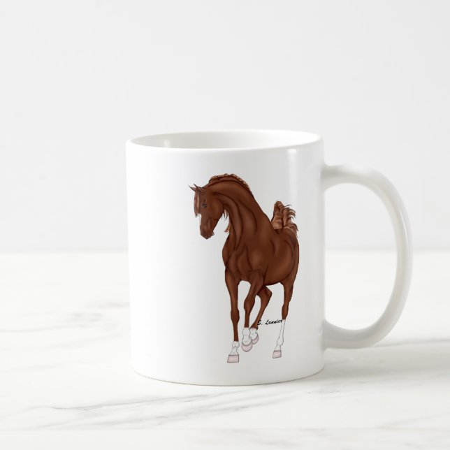 Caneca De Café Cavalo Árabe Castanho Animado (Direita)