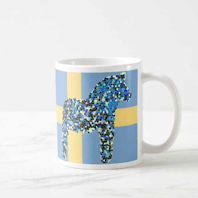 Caneca De Café Cavalo azul sueco de Dala do mosaico (Direita)