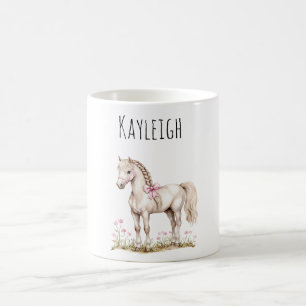 Caneca De Café Cavalo Branco e Flores