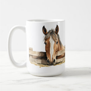 CANECA DE CAFÉ CAVALO BRANCO E MARAVILHOSO A PEGAR SOBRE A VINHA