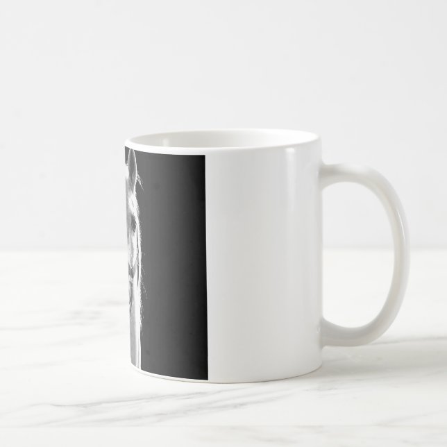Caneca De Café Cavalo Branco Negro Fechado na Noite (Direita)