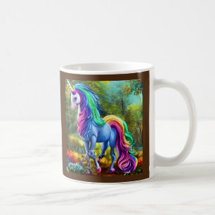 Caneca De Café Cavalo Colorido Unicórnio na Floresta-46567