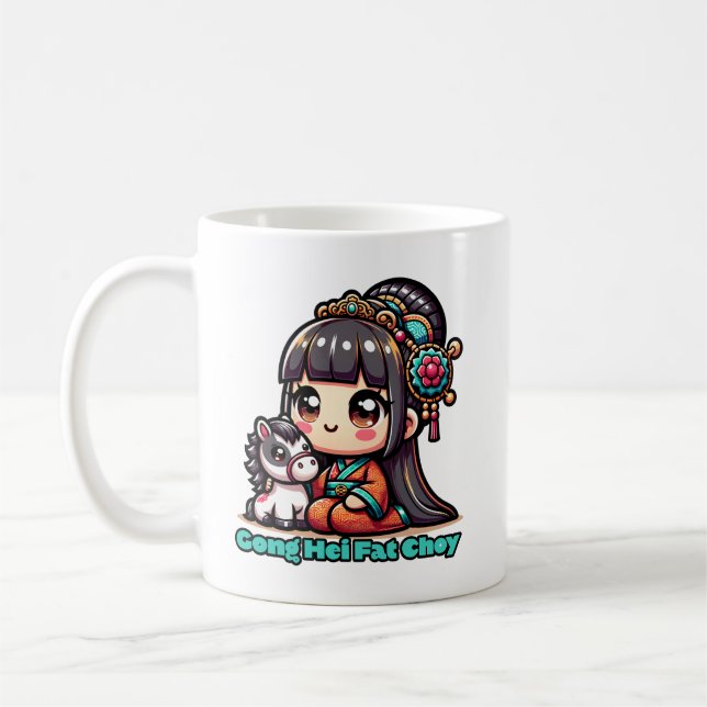 Caneca De Café Cavalo de Ano Novo Chinês Kawaii (Esquerda)