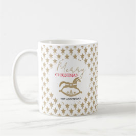 Caneca De Café Cavalo de Balanço de Natal em Madeira