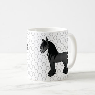 Caneca De Café Cavalo de Cartoon Negro Vanner Clydesdale Shire