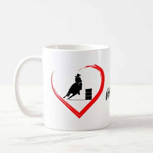 Caneca De Café Cavalo de Corrida de Barrel Silhouette Personaliza (Esquerda)
