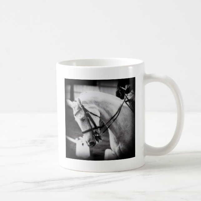 Caneca De Café Cavalo de Dresagem Preto e Branco (Direita)