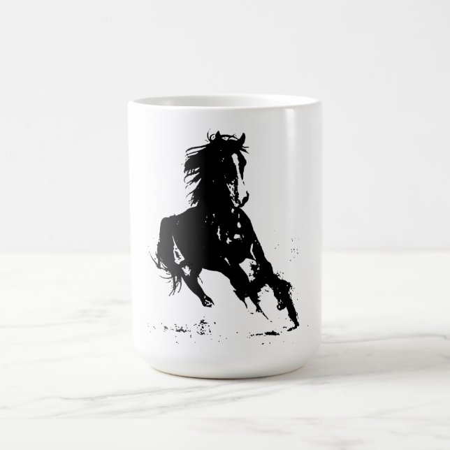 Caneca De Café Cavalo de Pop de Arte Preto e Branco (Centro)