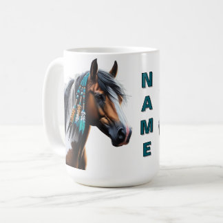 Caneca De Café Cavalo de Tinta com Miçangas Nativas