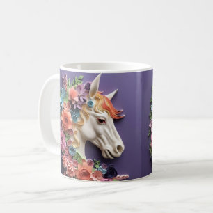 Caneca De Café Cavalo e flores, Presente Equestre, Cavalgar