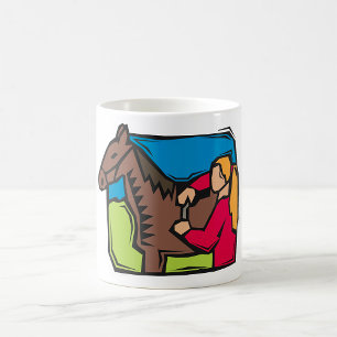 Caneca De Café Cavalo e Garota da Fazenda