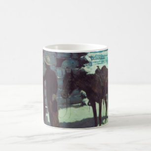 Caneca De Café Cavalo e vaqueiro de inverno neve