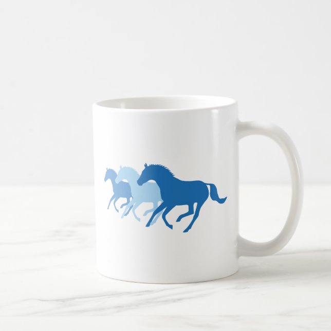 Caneca De Café Cavalo em Execução (Azul) (Direita)