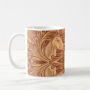 Caneca De Café cavalo equestre de couro natural da zona oeste da 