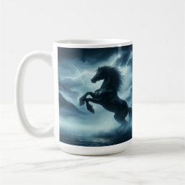 Caneca De Café Cavalo Erguendo-se em Meio a uma Tempestuosa Tempe