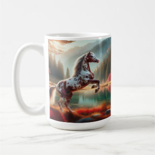 Caneca De Café Cavalo Erguido ao Lado de Lago Tranquilo