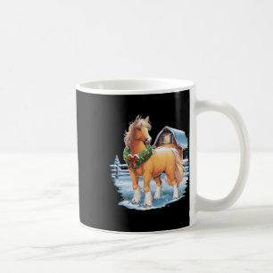 Caneca De Café Cavalo Festivo Com Coroa Em Cena De Neve