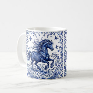 Caneca De Café Cavalo Frísio em Prado no Estilo Delftware de Delf