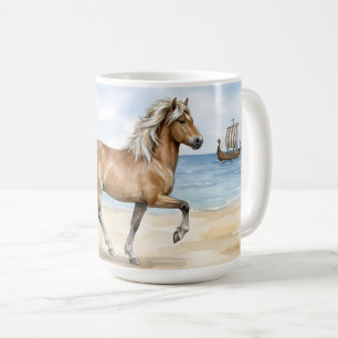 Caneca De Café Cavalo islandês Fjara aquarela na praia