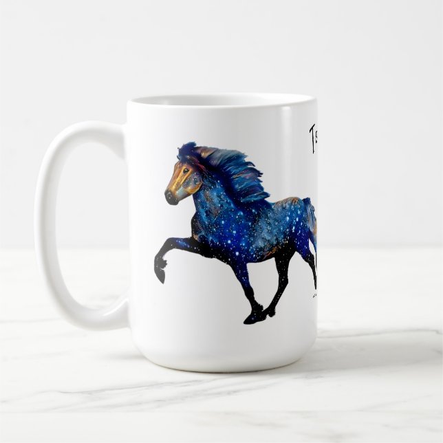 Caneca De Café Cavalo Islandês Noite Estrelada (Esquerda)