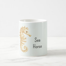 Caneca De Café Cavalo Marinho Creme de Hortelã