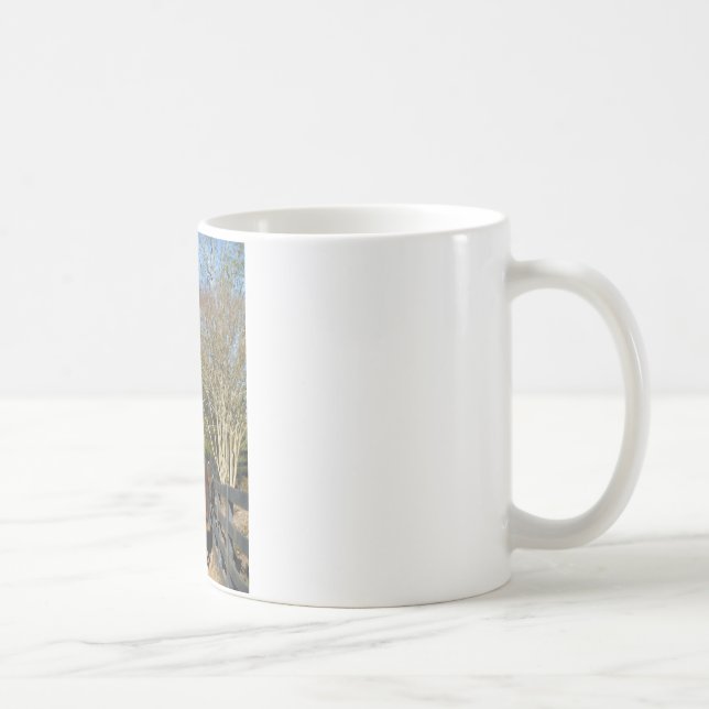 Caneca De Café Cavalo Marrom Contra uma Cerca (Direita)