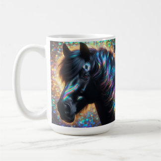 Caneca De Café Cavalo Negro com Mão Iridescente